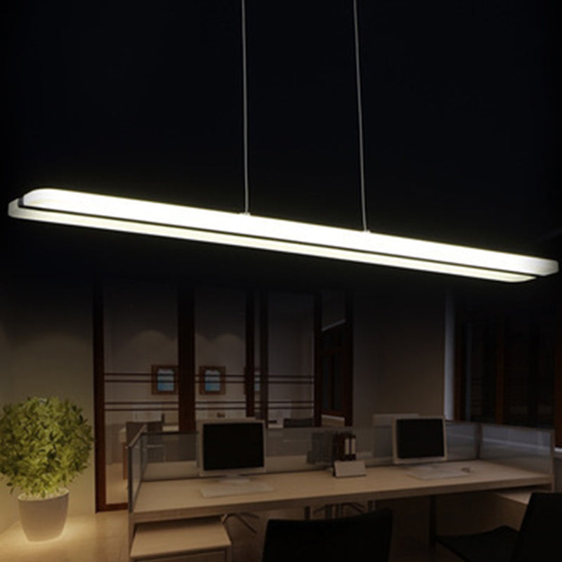Curved/Straight Line Dining Room Pendant Acrylic Minimalistic LED Hanging Ceiling Light in Black, Warm/White Light Black Straight Clearhalo 'Ceiling Lights' 'Modern Pendants' 'Modern' 'Pendant Lights' 'Pendants' Lighting' 1972667