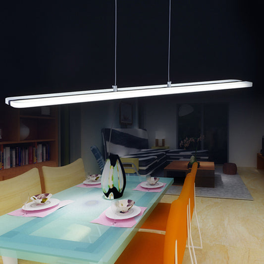 Curved/Straight Line Dining Room Pendant Acrylic Minimalistic LED Hanging Ceiling Light in Black, Warm/White Light Clearhalo 'Ceiling Lights' 'Modern Pendants' 'Modern' 'Pendant Lights' 'Pendants' Lighting' 1972668