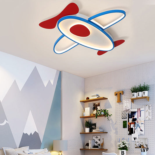 Child Bedroom Propeller Plane Ceiling Light Acrylic Cartoon LED Ceiling Mount Light in Red&Blue Clearhalo 'Ceiling Lights' 'Close To Ceiling Lights' 'Close to ceiling' 'Flush mount' Lighting' 197267