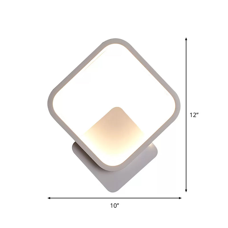 Fillet Square Ring Acrylic Sconce Light Simplicity White LED Wall Mounted Lamp in Warm/White Light, 10"/12" Wide Clearhalo 'Modern wall lights' 'Modern' 'Wall Lamps & Sconces' 'Wall Lights' Lighting' 1972687