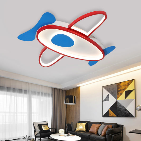 Child Bedroom Propeller Plane Ceiling Light Acrylic Cartoon LED Ceiling Mount Light in Red&Blue Blue Clearhalo 'Ceiling Lights' 'Close To Ceiling Lights' 'Close to ceiling' 'Flush mount' Lighting' 197270