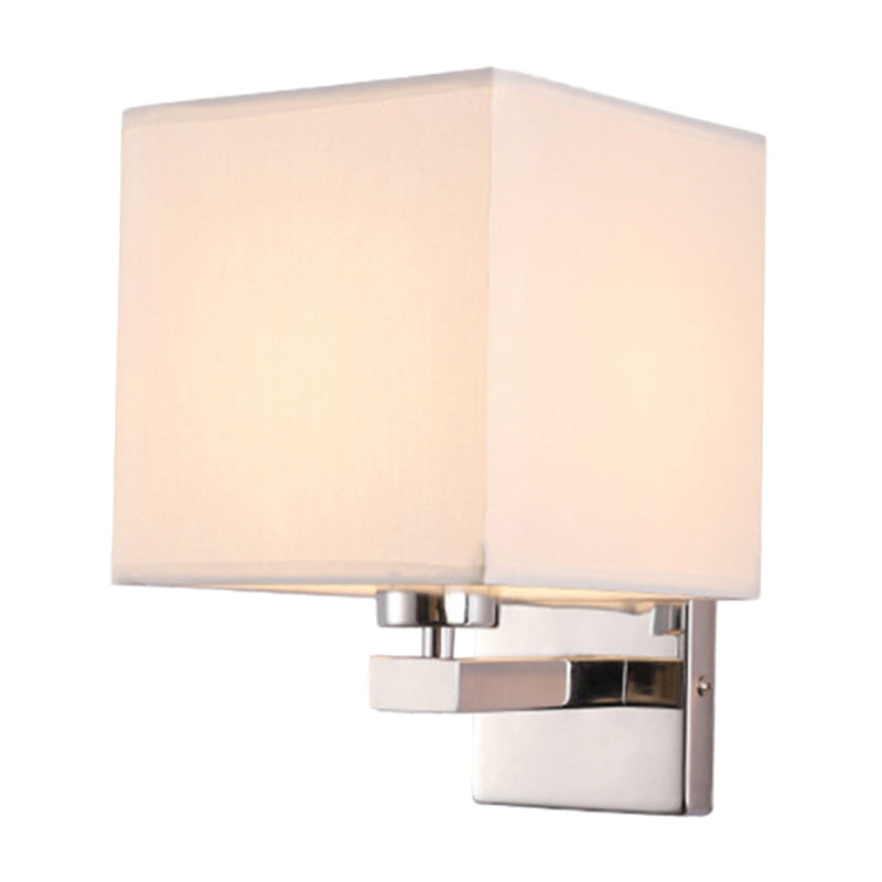Beige/Flaxen/Coffee Cube Wall Light Nordic Style 1 Head Fabric Wall Mounted Light Fixture for Bedroom Clearhalo 'Cast Iron' 'Glass' 'Industrial' 'Modern wall lights' 'Modern' 'Tiffany' 'Traditional wall lights' 'Wall Lamps & Sconces' 'Wall Lights' Lighting' 1972855