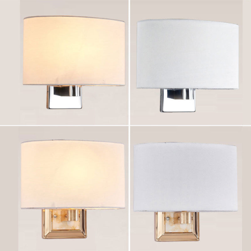 Minimalist Curved Wall Mounted Lamp Fabric 1-Light Dining Room Sconce Light in Chrome/Gold Clearhalo 'Cast Iron' 'Glass' 'Industrial' 'Modern wall lights' 'Modern' 'Tiffany' 'Traditional wall lights' 'Wall Lamps & Sconces' 'Wall Lights' Lighting' 1972883