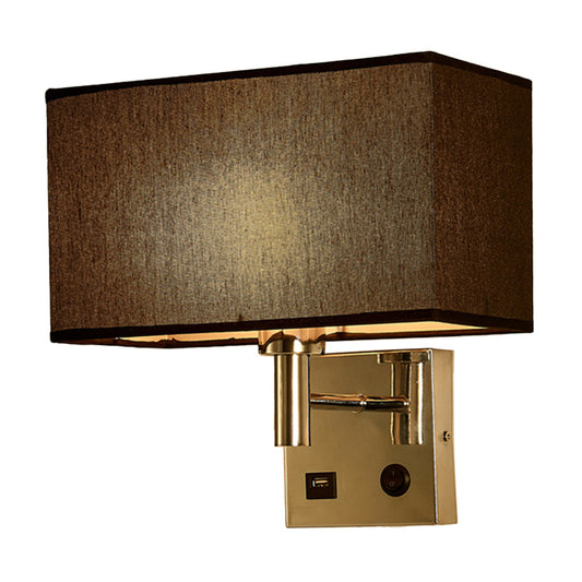 Beige/Black/White Rectangle Wall Lamp Simplicity 1-Head Fabric Wall Mounted Lighting for Bedside Black Clearhalo 'Cast Iron' 'Glass' 'Industrial' 'Modern wall lights' 'Modern' 'Tiffany' 'Traditional wall lights' 'Wall Lamps & Sconces' 'Wall Lights' Lighting' 1972901