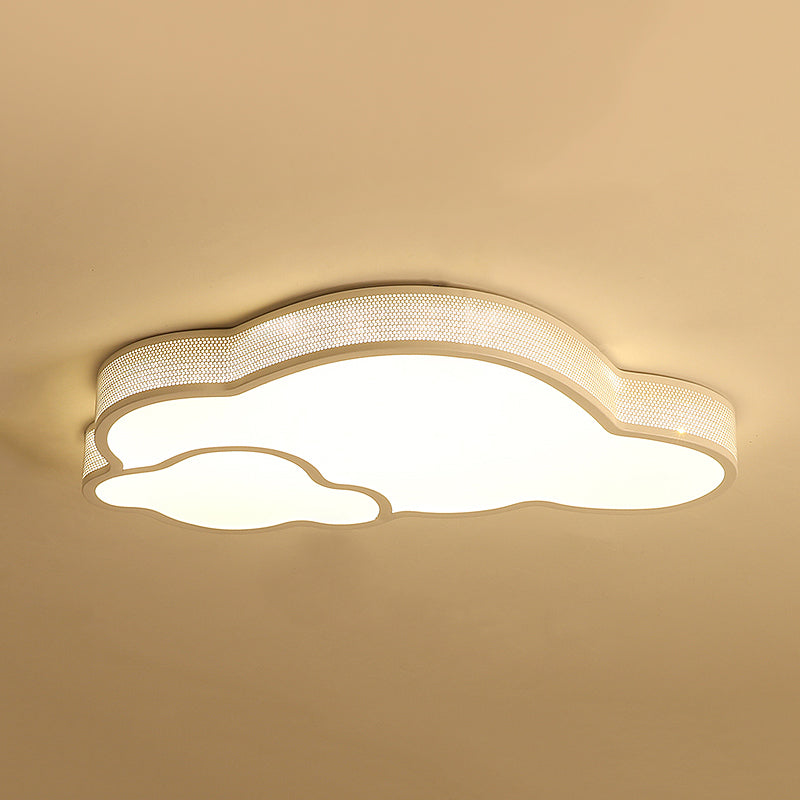 Macaron Flat Cloud Ceiling Mount Light Metal Acrylic LED Ceiling Lamp for Baby Girls Bedroom Clearhalo 'Ceiling Lights' 'Close To Ceiling Lights' 'Close to ceiling' 'Flush mount' Lighting' 197292