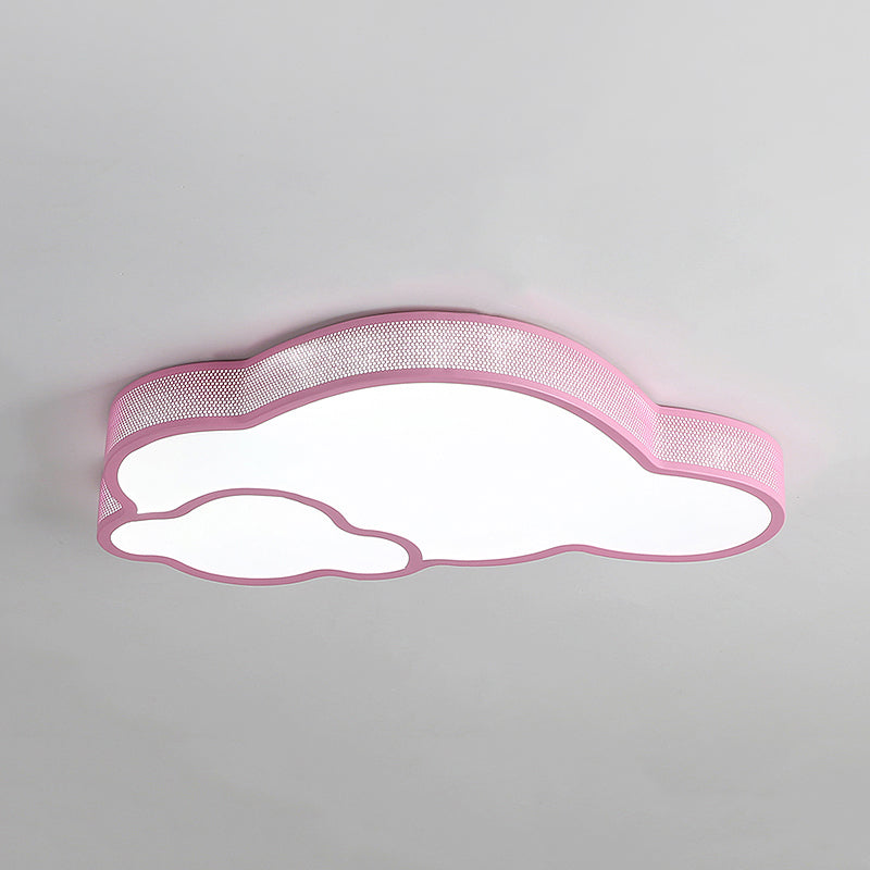 Macaron Flat Cloud Ceiling Mount Light Metal Acrylic LED Ceiling Lamp for Baby Girls Bedroom Clearhalo 'Ceiling Lights' 'Close To Ceiling Lights' 'Close to ceiling' 'Flush mount' Lighting' 197296