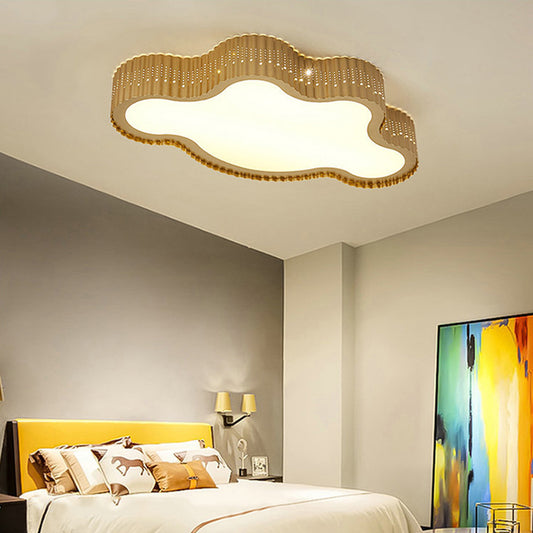 Kids Brown LED Flush Ceiling Light Scalloped Cloud Acrylic Ceiling Lamp for Kindergarten Gold Clearhalo 'Ceiling Lights' 'Close To Ceiling Lights' 'Close to ceiling' 'Flush mount' Lighting' 197310