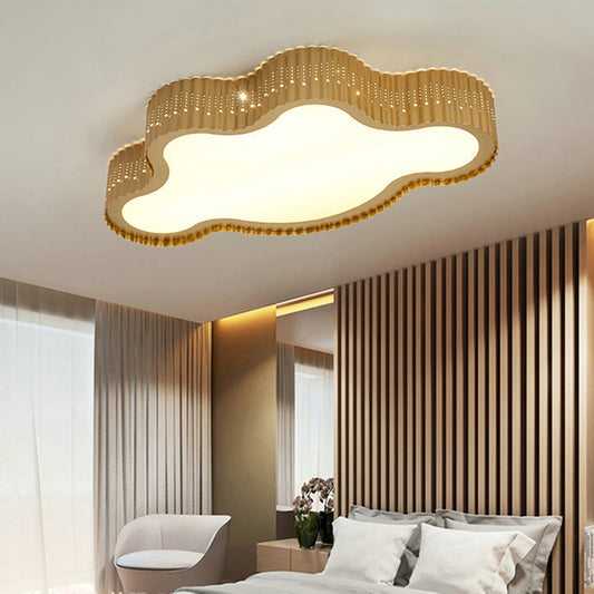 Kids Brown LED Flush Ceiling Light Scalloped Cloud Acrylic Ceiling Lamp for Kindergarten Clearhalo 'Ceiling Lights' 'Close To Ceiling Lights' 'Close to ceiling' 'Flush mount' Lighting' 197311