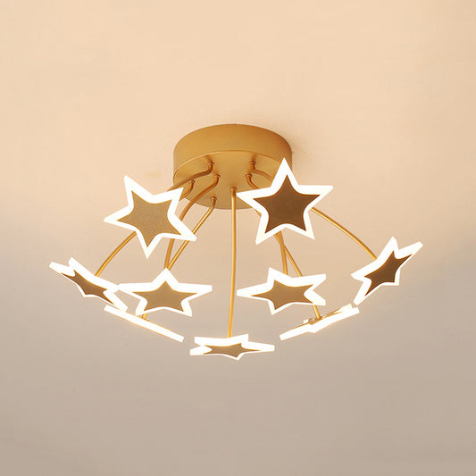 Acrylic Starry LED Semi Ceiling Mount Light Amusement Park Romantic Ceiling Lamp in Gold Clearhalo 'Ceiling Lights' 'Close To Ceiling Lights' 'Close to ceiling' 'Semi-flushmount' Lighting' 197364