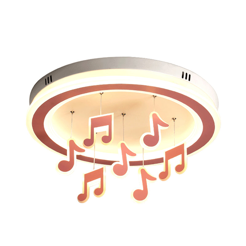 Theme Park Musical Note Flush Mount Light Acrylic Macaron Loft Pink Ceiling Light Clearhalo 'Ceiling Lights' 'Close To Ceiling Lights' 'Close to ceiling' 'Flush mount' Lighting' 197396