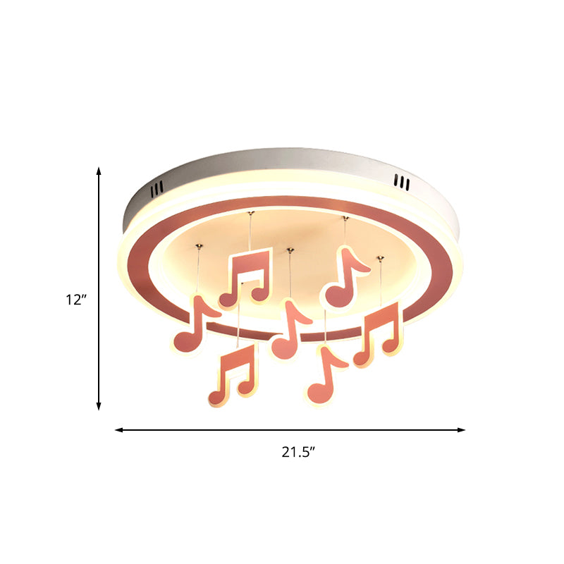 Theme Park Musical Note Flush Mount Light Acrylic Macaron Loft Pink Ceiling Light Clearhalo 'Ceiling Lights' 'Close To Ceiling Lights' 'Close to ceiling' 'Flush mount' Lighting' 197397