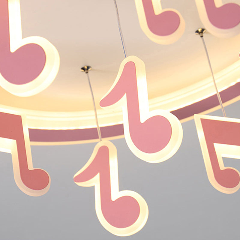 Theme Park Musical Note Flush Mount Light Acrylic Macaron Loft Pink Ceiling Light Clearhalo 'Ceiling Lights' 'Close To Ceiling Lights' 'Close to ceiling' 'Flush mount' Lighting' 197398