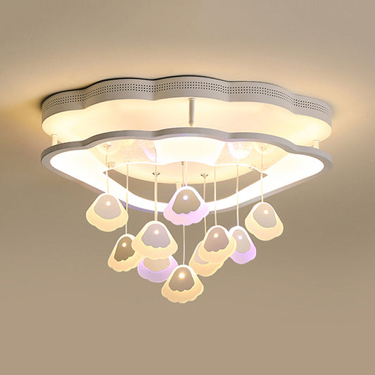 Modern Shell Shaped Ceiling Lamp Acrylic LED Semi Flush Ceiling Light in White for Kid Bedroom Clearhalo 'Ceiling Lights' 'Close To Ceiling Lights' 'Close to ceiling' 'Flush mount' Lighting' 197417