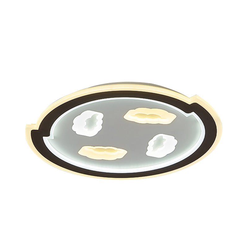 Black Circle Ceiling Mount Light with Cloud Kids Acrylic LED Ceiling Lamp for Baby Room Hallway Clearhalo 'Ceiling Lights' 'Close To Ceiling Lights' 'Close to ceiling' 'Flush mount' Lighting' 197426