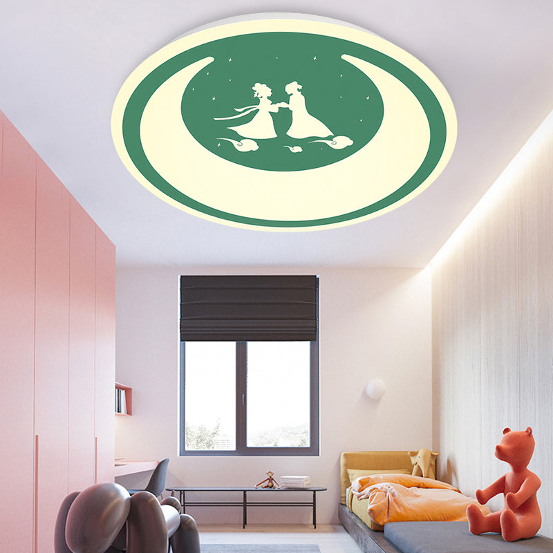 Chinese Valentine's Day Themed Ceiling Lamp Romantic Acrylic LED Flush Ceiling Light for Kid Bedroom Green Clearhalo 'Ceiling Lights' 'Close To Ceiling Lights' 'Close to ceiling' 'Flush mount' Lighting' 197442