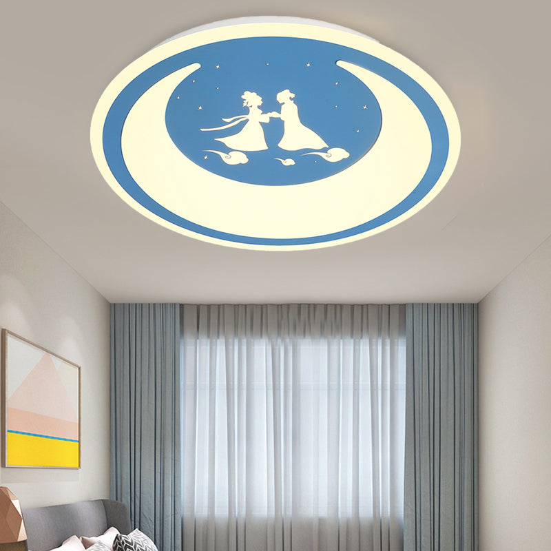 Chinese Valentine's Day Themed Ceiling Lamp Romantic Acrylic LED Flush Ceiling Light for Kid Bedroom Blue Clearhalo 'Ceiling Lights' 'Close To Ceiling Lights' 'Close to ceiling' 'Flush mount' Lighting' 197449