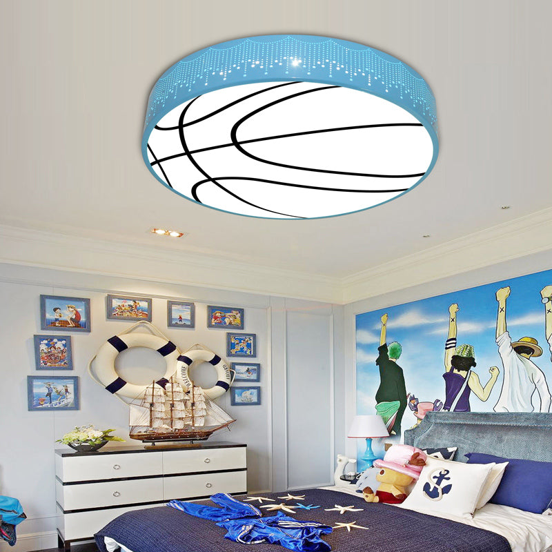 Cartoon Circle Ceiling Light Acrylic Flush Ceiling Lights for Kid Bedroom Blue A Clearhalo 'Ceiling Lights' 'Close To Ceiling Lights' 'Close to ceiling' 'Flush mount' Lighting' 197468