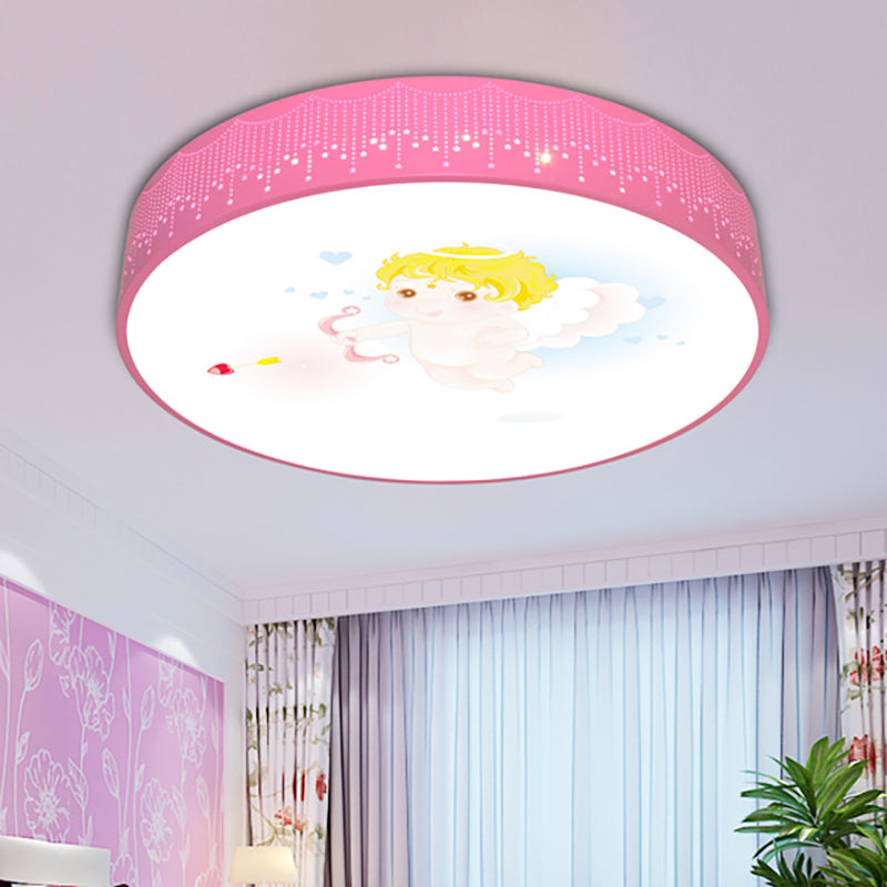 Cartoon Circle Ceiling Light Acrylic Flush Ceiling Lights for Kid Bedroom Pink B Clearhalo 'Ceiling Lights' 'Close To Ceiling Lights' 'Close to ceiling' 'Flush mount' Lighting' 197479