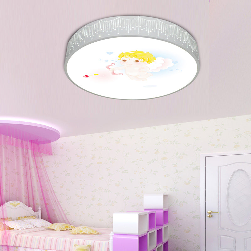 Cartoon Circle Ceiling Light Acrylic Flush Ceiling Lights for Kid Bedroom White B Clearhalo 'Ceiling Lights' 'Close To Ceiling Lights' 'Close to ceiling' 'Flush mount' Lighting' 197481