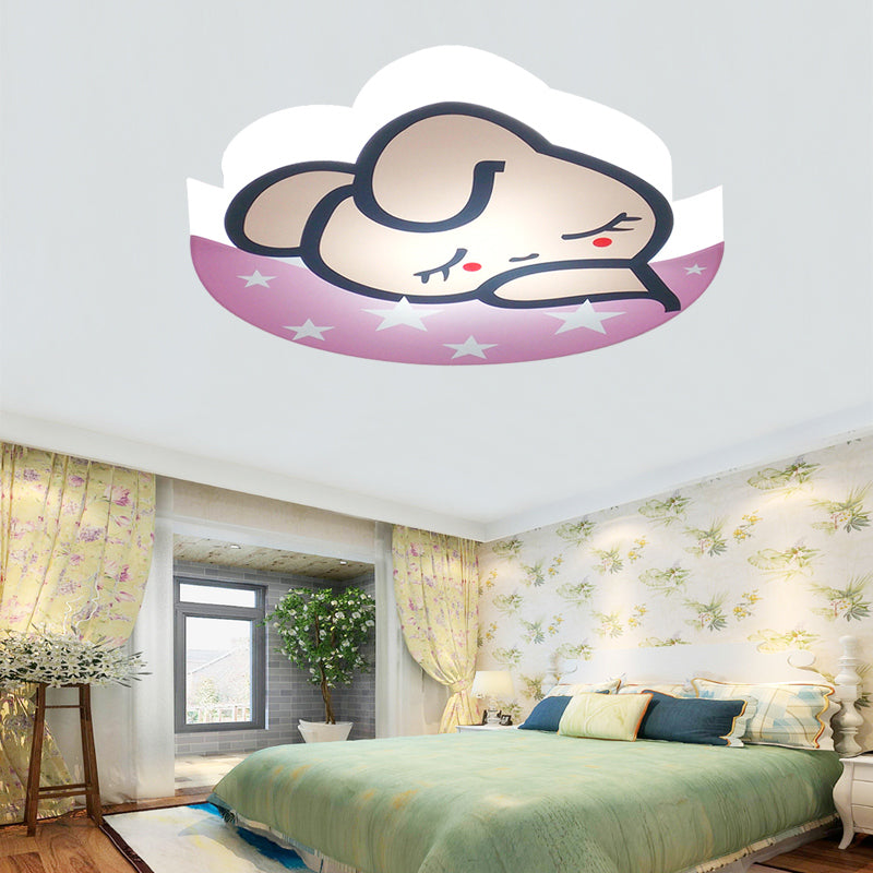 Cartoon Rabbit Flush Ceiling Light Fixture Acrylic Ceiling Light for Kindergarten Pink Clearhalo 'Ceiling Lights' 'Close To Ceiling Lights' 'Close to ceiling' 'Flush mount' Lighting' 197524