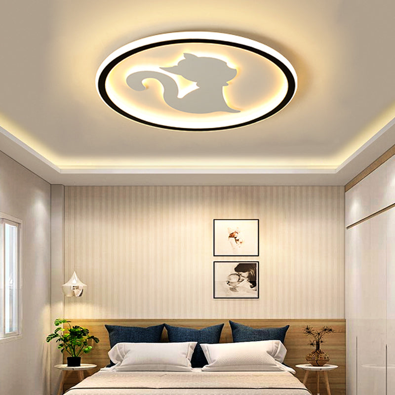 Acrylic Kitten LED Ceiling Fixture Animal LED Ceiling Mount Light for Bedroom Nursing Room White Warm Clearhalo 'Ceiling Lights' 'Close To Ceiling Lights' 'Close to ceiling' 'Flush mount' Lighting' 197536