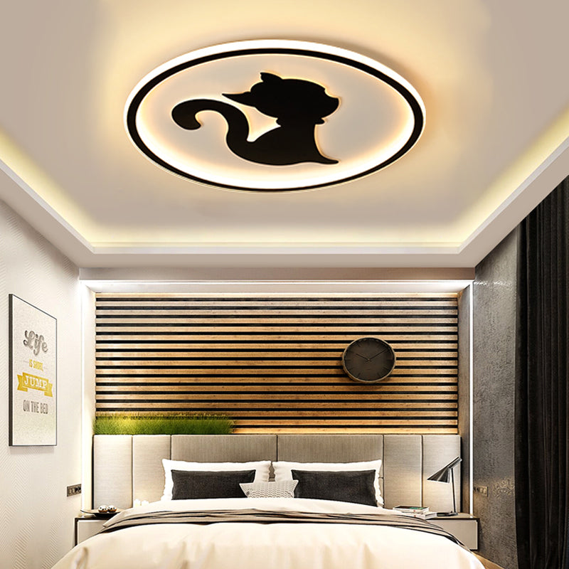 Acrylic Kitten LED Ceiling Fixture Animal LED Ceiling Mount Light for Bedroom Nursing Room Black Clearhalo 'Ceiling Lights' 'Close To Ceiling Lights' 'Close to ceiling' 'Flush mount' Lighting' 197541