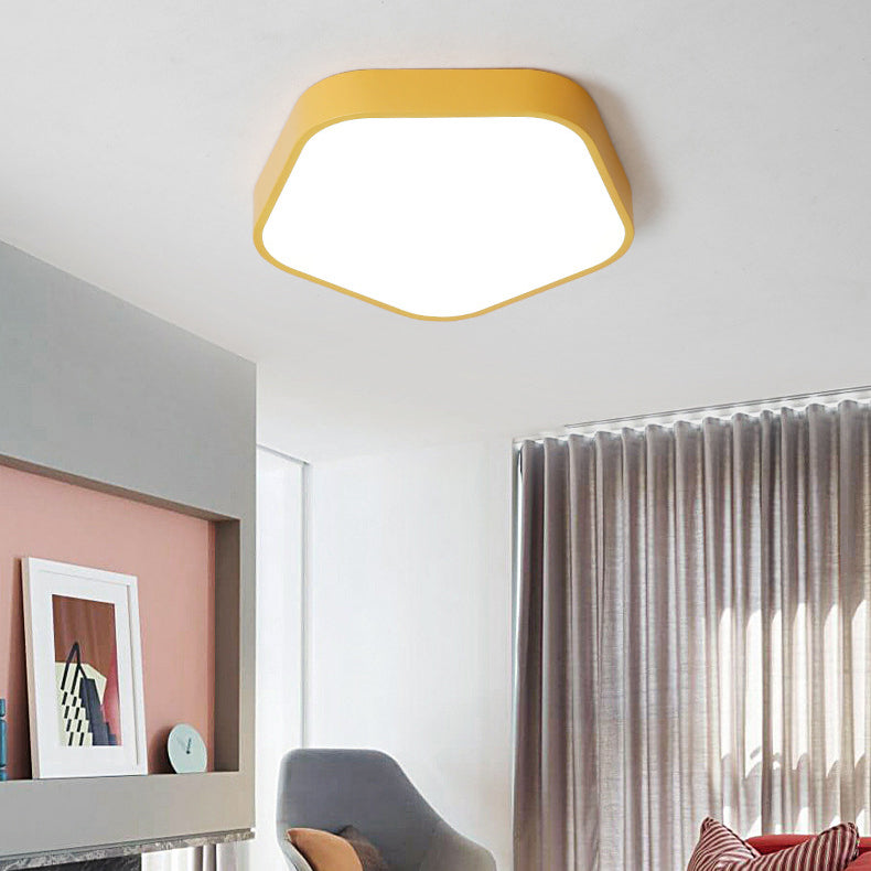 Pentagon Slim Panel Flush Mount Light Simple Style Acrylic Ceiling Light for Study Room Yellow 19.5" Clearhalo 'Ceiling Lights' 'Close To Ceiling Lights' 'Close to ceiling' Lighting' 197563