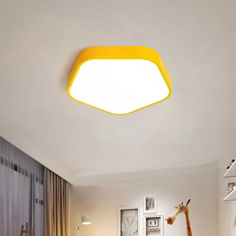 Pentagon Slim Panel Flush Mount Light Simple Style Acrylic Ceiling Light for Study Room Yellow 16" Clearhalo 'Ceiling Lights' 'Close To Ceiling Lights' 'Close to ceiling' Lighting' 197564