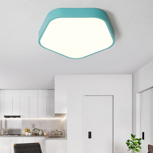 Pentagon Slim Panel Flush Mount Light Simple Style Acrylic Ceiling Light for Study Room Blue Clearhalo 'Ceiling Lights' 'Close To Ceiling Lights' 'Close to ceiling' Lighting' 197571