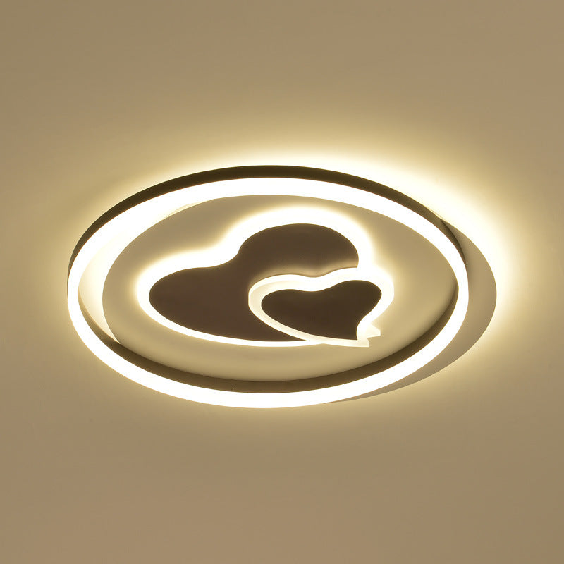 Cute Black Ceiling Lamp 2-Loving Heart Acrylic LED Ceiling Mount Light for Adult Child Bedroom Black Clearhalo 'Ceiling Lights' 'Close To Ceiling Lights' 'Close to ceiling' 'Flush mount' Lighting' 197623