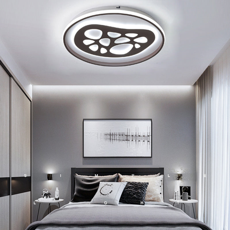 Study Room Circular Ceiling Light with Irregular Pattern Acrylic Modern Black LED Ceiling Mount Light Black White Clearhalo 'Ceiling Lights' 'Close To Ceiling Lights' 'Close to ceiling' 'Flush mount' Lighting' 197665