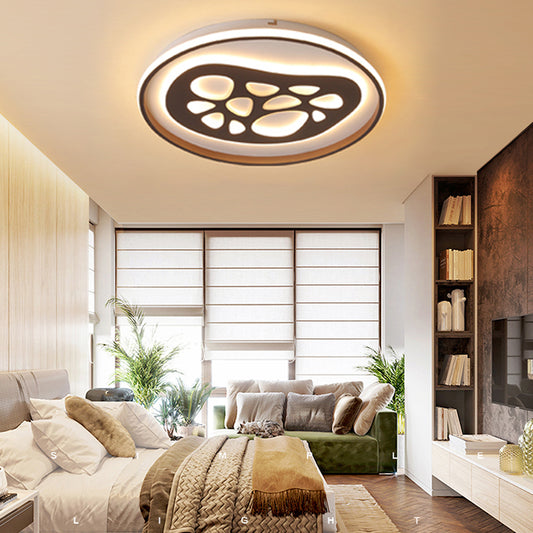 Study Room Circular Ceiling Light with Irregular Pattern Acrylic Modern Black LED Ceiling Mount Light Black Warm Clearhalo 'Ceiling Lights' 'Close To Ceiling Lights' 'Close to ceiling' 'Flush mount' Lighting' 197666