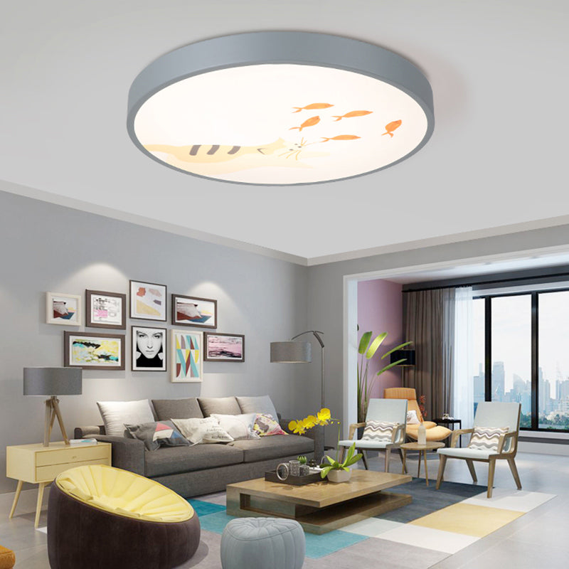 Acrylic Round Ceiling Light Fixture Cartoon Flush Mount Ceiling Light for Living Room Grey Clearhalo 'Ceiling Lights' 'Close To Ceiling Lights' 'Close to ceiling' 'Flush mount' Lighting' 197676