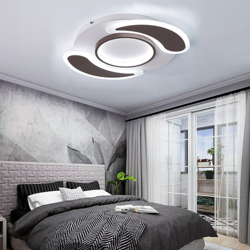 Contemporary Ring Teardrop Flush Ceiling Light Acrylic Black LED Ceiling Lamp for Dining Room Black White Clearhalo 'Ceiling Lights' 'Close To Ceiling Lights' 'Close to ceiling' 'Flush mount' Lighting' 197694