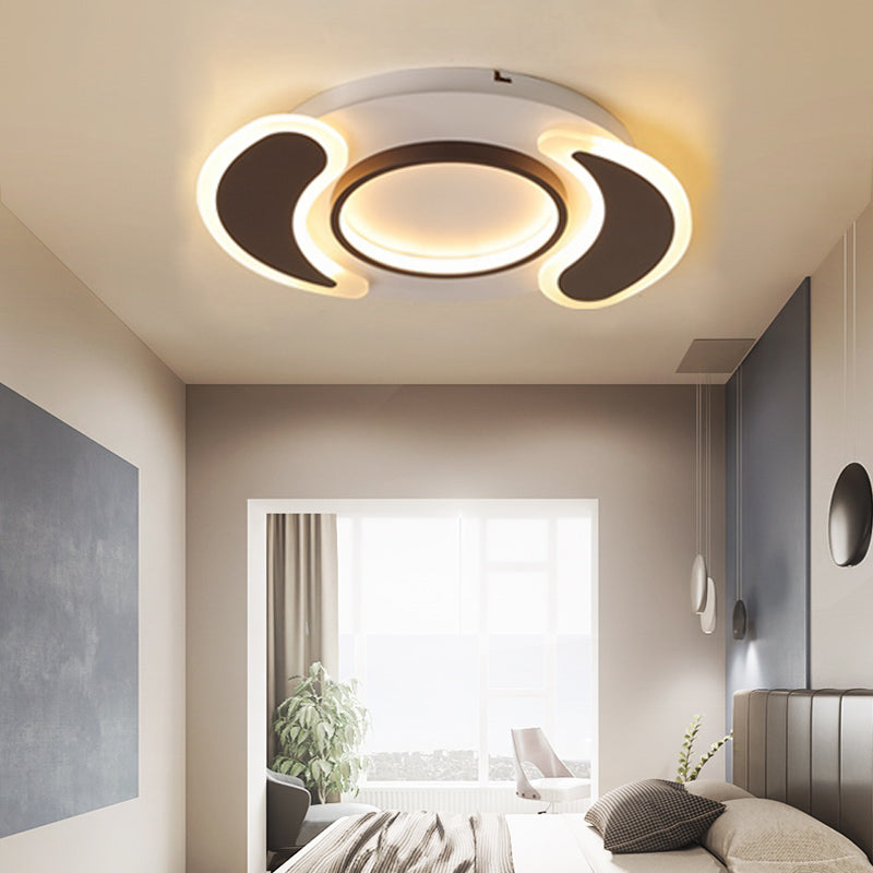 Contemporary Ring Teardrop Flush Ceiling Light Acrylic Black LED Ceiling Lamp for Dining Room Black Warm Clearhalo 'Ceiling Lights' 'Close To Ceiling Lights' 'Close to ceiling' 'Flush mount' Lighting' 197695