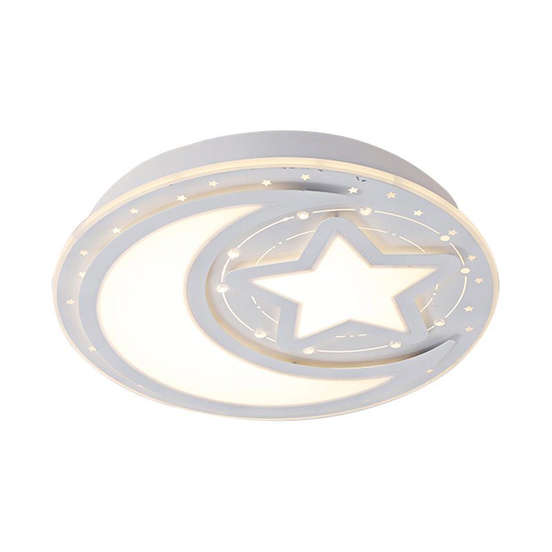 Lovely White LED Ceiling Lamp Moon & Star Acrylic Ceiling Mount Light for Kindergarten Clearhalo 'Ceiling Lights' 'Close To Ceiling Lights' 'Close to ceiling' 'Flush mount' Lighting' 197728