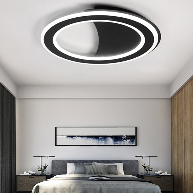 Energy-Saving Circular LED Ceiling Mount Light Modern Acrylic Ceiling Lamp for Adult Bedroom Black Clearhalo 'Ceiling Lights' 'Close To Ceiling Lights' 'Close to ceiling' 'Flush mount' Lighting' 197744