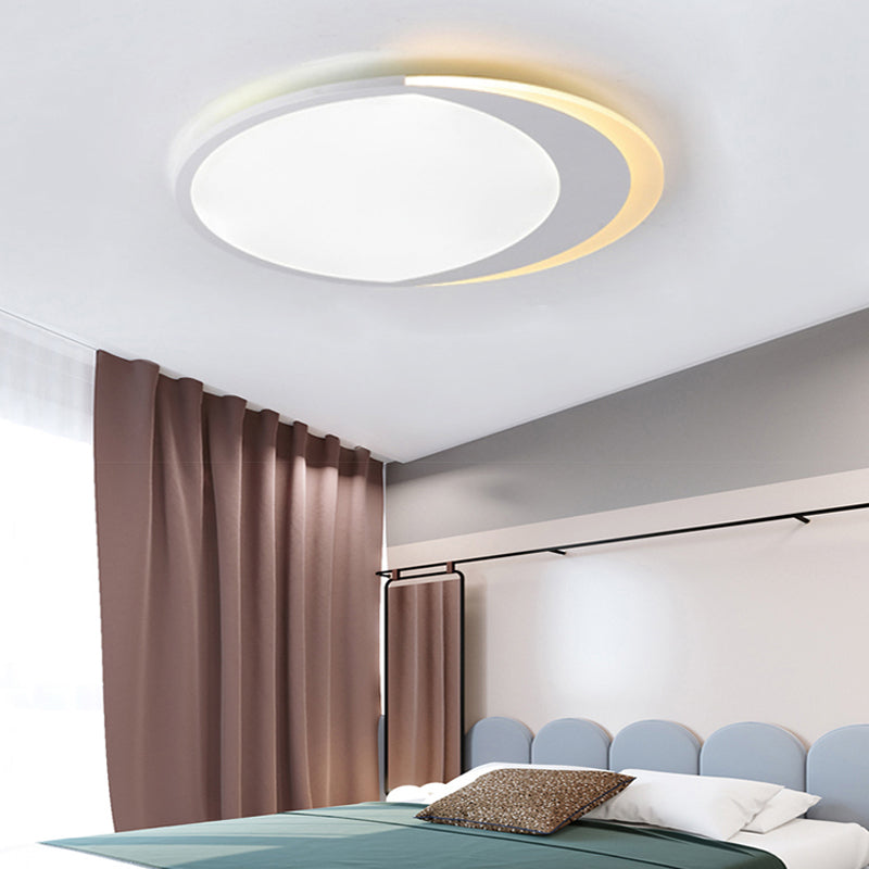 Crescent LED Flush Ceiling Light Simple Style Acrylic Ceiling Lamp in White for Kid Bedroom White Clearhalo 'Ceiling Lights' 'Close To Ceiling Lights' 'Close to ceiling' 'Flush mount' Lighting' 197823