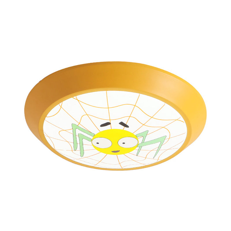 Yellow Round Ceiling Light with Spider Cartoon Acrylic Flush Mount Ceiling Light Clearhalo 'Ceiling Lights' 'Close To Ceiling Lights' 'Close to ceiling' 'Flush mount' Lighting' 197830