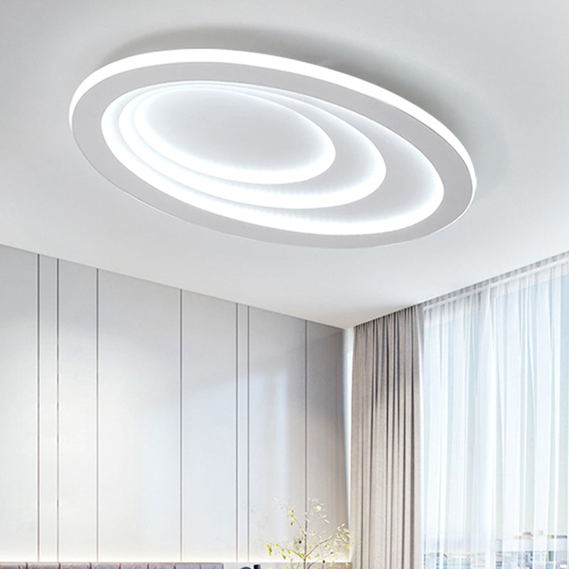 Oval Living Room Ceiling Lamp Acrylic Contemporary LED Flush Ceiling Light in White White White Clearhalo 'Ceiling Lights' 'Close To Ceiling Lights' 'Close to ceiling' 'Flush mount' Lighting' 197838