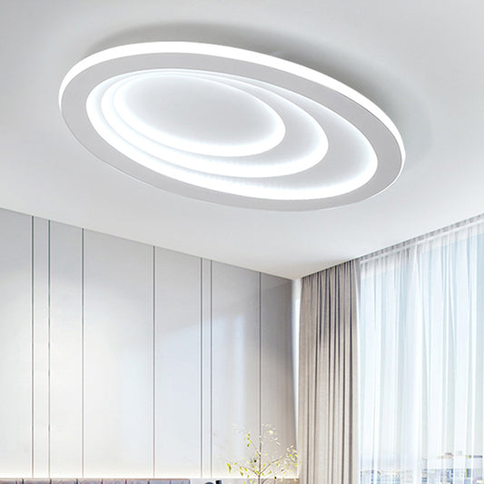 Oval Living Room Ceiling Lamp Acrylic Contemporary LED Flush Ceiling Light in White White White Clearhalo 'Ceiling Lights' 'Close To Ceiling Lights' 'Close to ceiling' 'Flush mount' Lighting' 197838