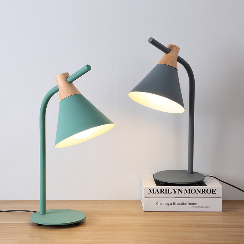 Nordic Style Cone Desk Light with Plug-In Cord Metal 1 Head Desk Lamp for Dormitory Bedroom Clearhalo 'Lamps' 'Table Lamps' Lighting' 197842