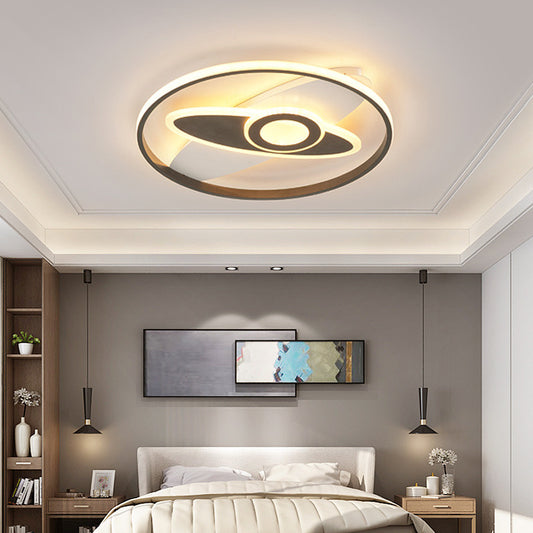 Acrylic Ring & Oval Ceiling Lamp Kid Bedroom Modern LED Flush Ceiling Light in White White Clearhalo 'Ceiling Lights' 'Close To Ceiling Lights' 'Close to ceiling' 'Flush mount' Lighting' 197856