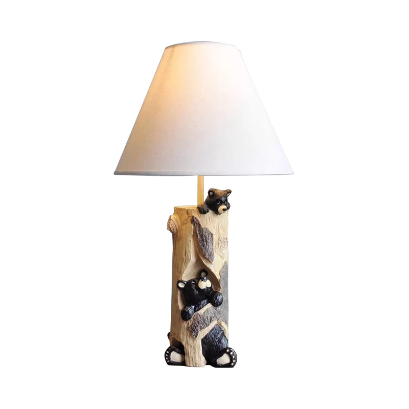 Fabric Tapered Shade Desk Light One Light Country Style Table Light with Bear for Kid Bedroom Clearhalo 'Lamps' 'Table Lamps' Lighting' 197868