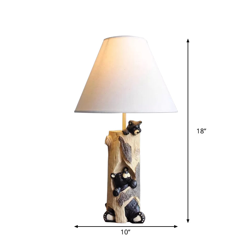 Fabric Tapered Shade Desk Light One Light Country Style Table Light with Bear for Kid Bedroom Clearhalo 'Lamps' 'Table Lamps' Lighting' 197869