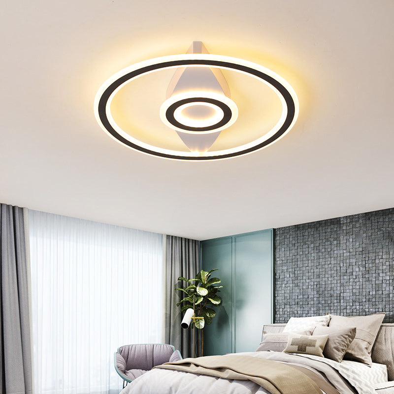 Acrylic Circular LED Ceiling Mount Light Modern Eye-Caring Ceiling Fixture in Black for Living Room Clearhalo 'Ceiling Lights' 'Close To Ceiling Lights' 'Close to ceiling' 'Flush mount' Lighting' 197873