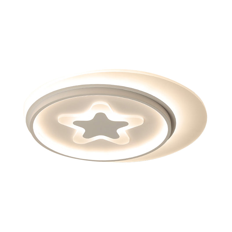 Modern Circle LED Flushmount Light with Star Acrylic Ceiling Lamp in White for Kid Bedroom Clearhalo 'Ceiling Lights' 'Close To Ceiling Lights' 'Close to ceiling' 'Flush mount' Lighting' 197911