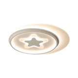 Modern Circle LED Flushmount Light with Star Acrylic Ceiling Lamp in White for Kid Bedroom Clearhalo 'Ceiling Lights' 'Close To Ceiling Lights' 'Close to ceiling' 'Flush mount' Lighting' 197911