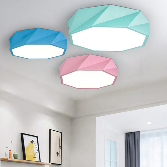 Facet Octagon Game Room Ceiling Light Acrylic Modern Flat LED Ceiling Mount Light Clearhalo 'Ceiling Lights' 'Close To Ceiling Lights' 'Close to ceiling' 'Flush mount' Lighting' 197923