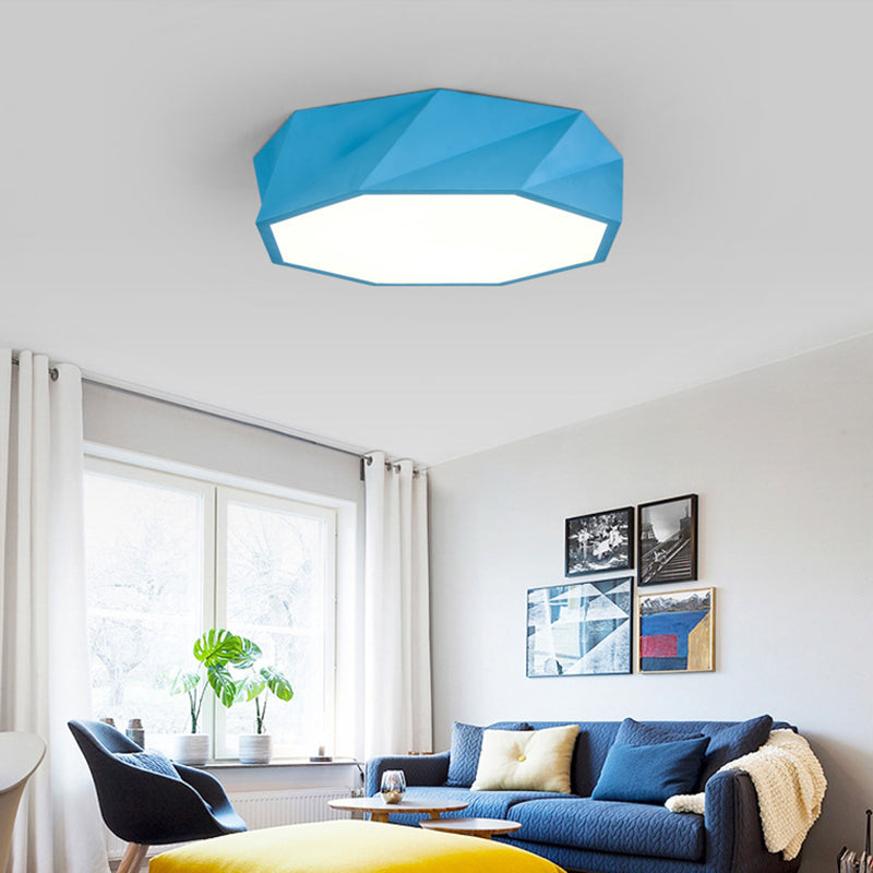 Facet Octagon Game Room Ceiling Light Acrylic Modern Flat LED Ceiling Mount Light Blue Clearhalo 'Ceiling Lights' 'Close To Ceiling Lights' 'Close to ceiling' 'Flush mount' Lighting' 197928